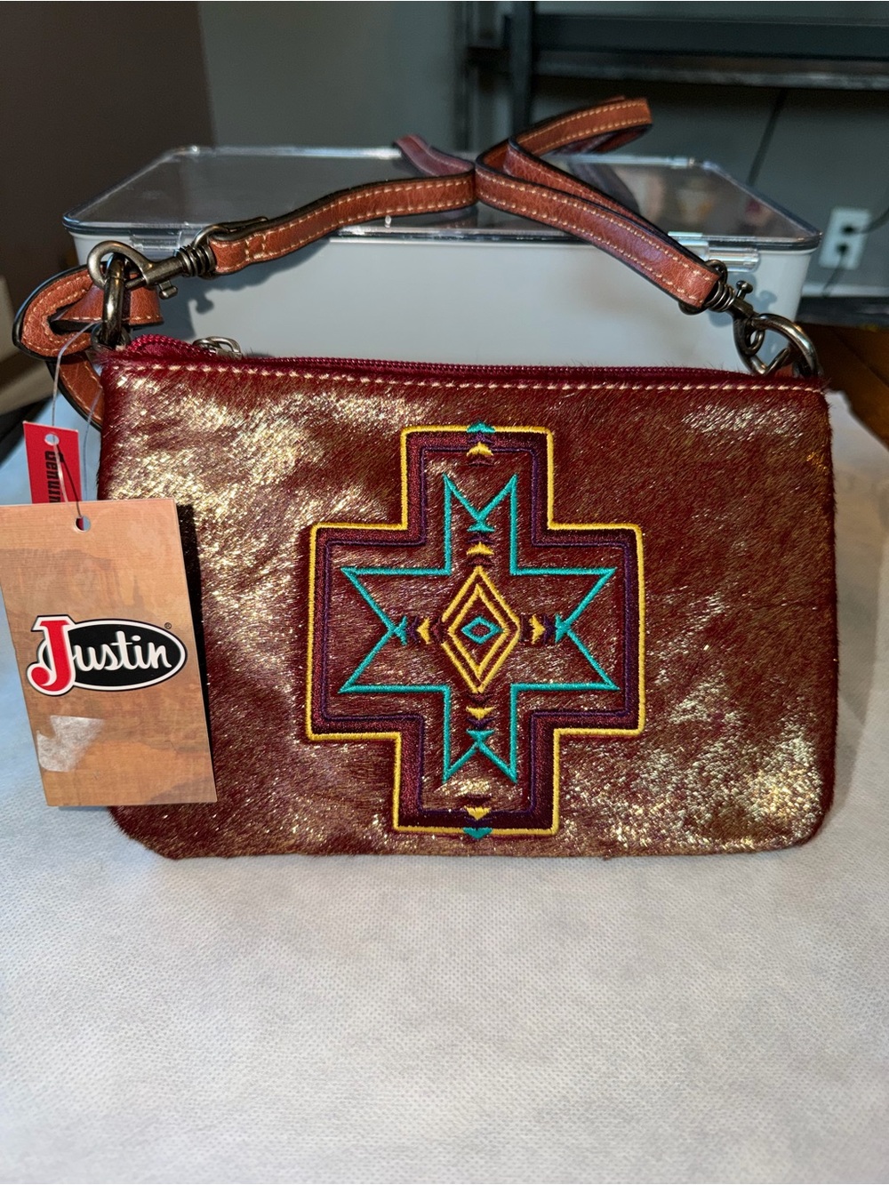 Justin Boots suede crossbody bag